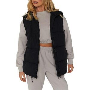 Women's Zip Up Puffer Vest - Stand Collar Sleeveless Padded Jacket Coat